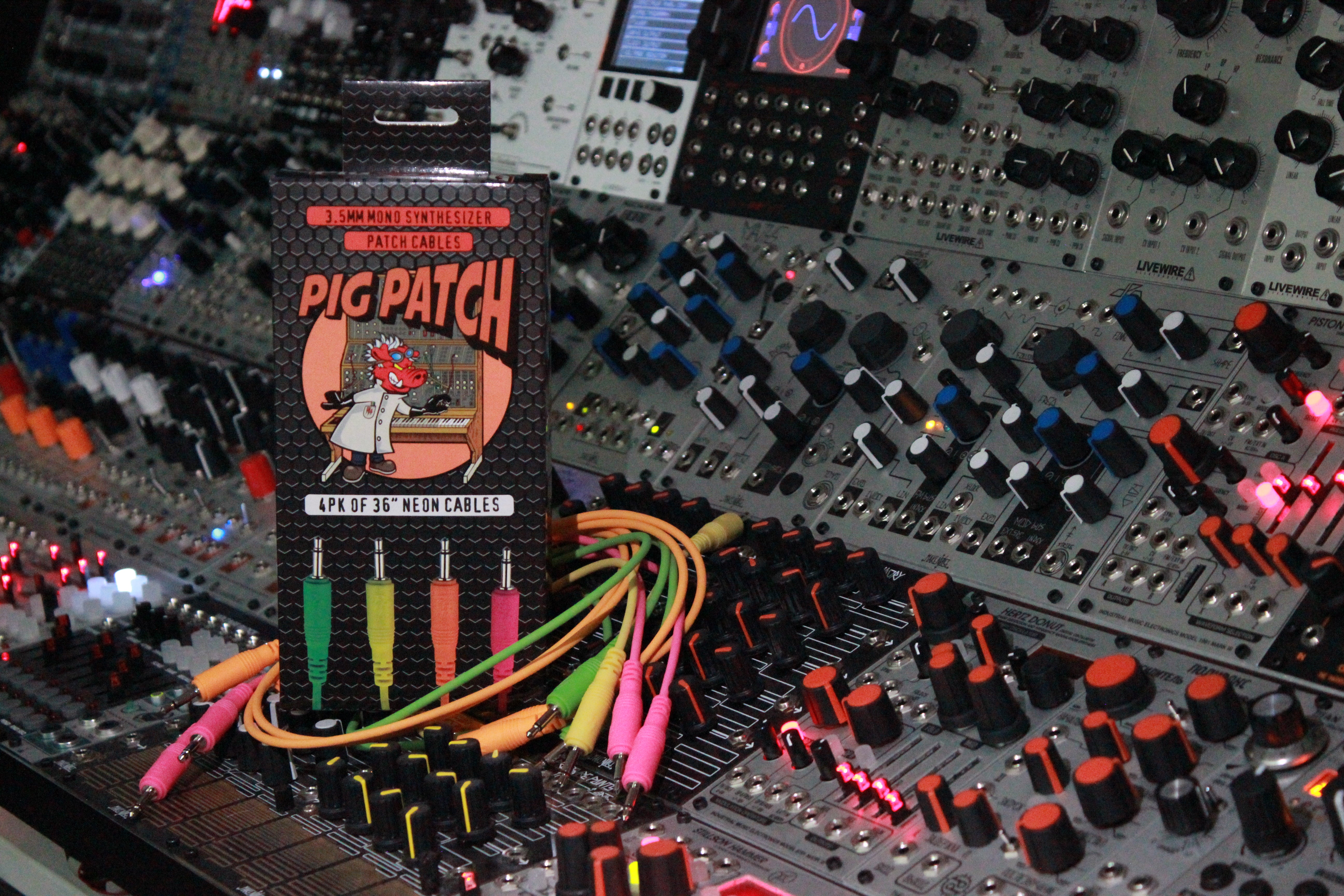 8 pk 12" mono patch cables (Neon orange, neon green, neon yellow, neon pink)