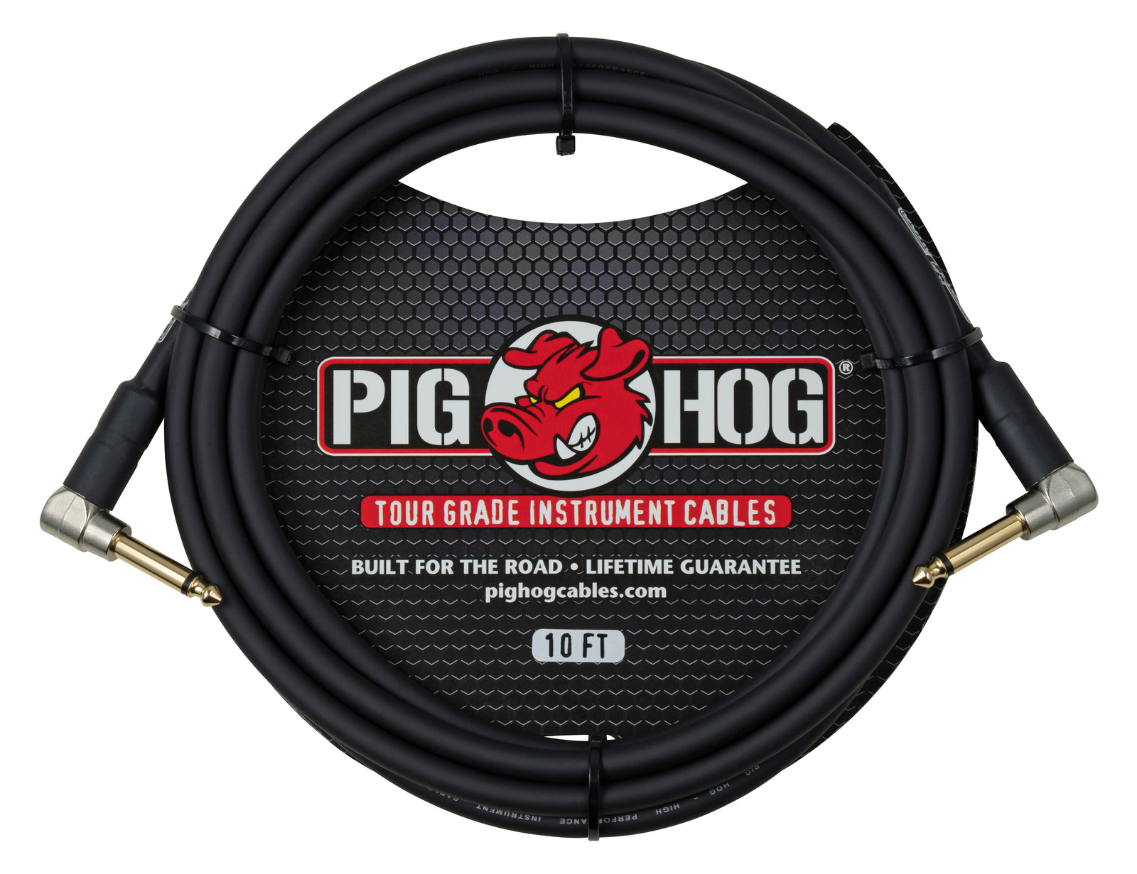 Pig Hog 10ft Instrument Cable, Rt Angle to Rt Angle
