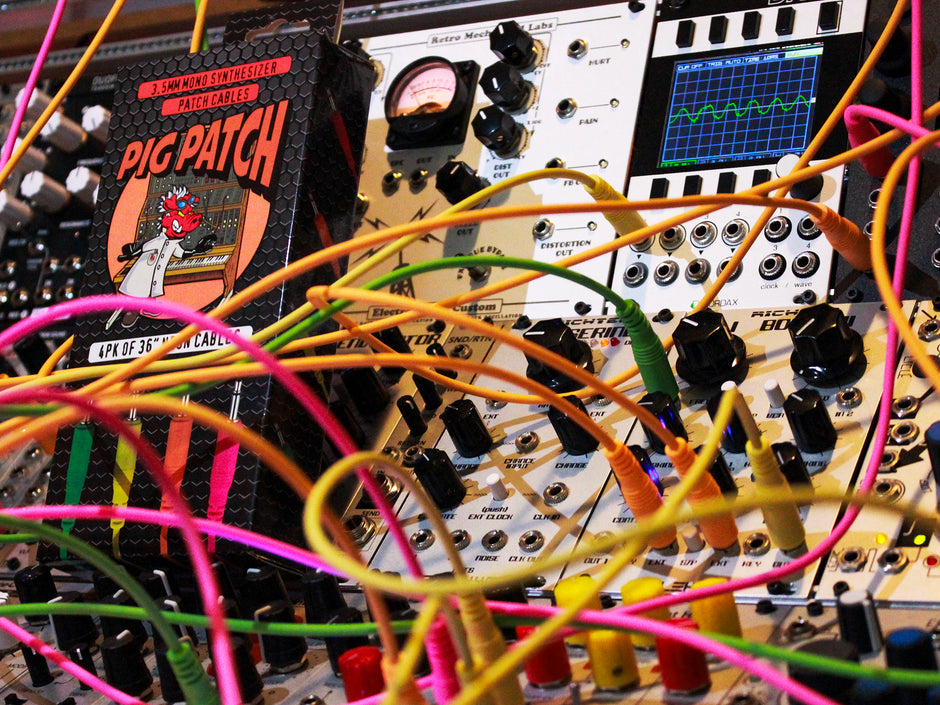 4 pk 12" mono patch cables (Neon orange, neon green, neon yellow, neon pink)