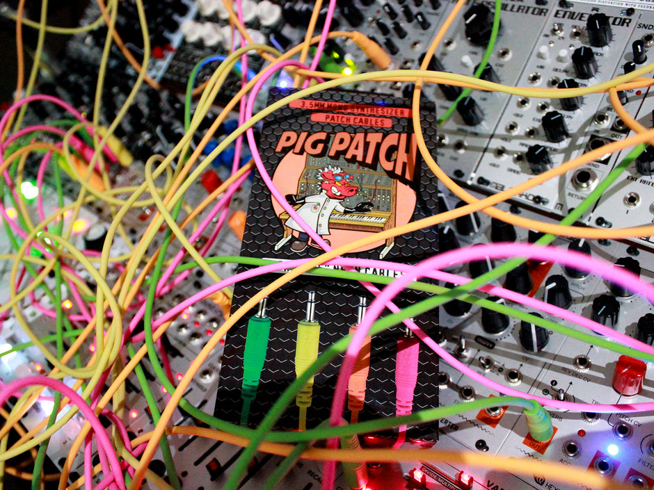 4 pk 48" mono patch cables (Neon orange, neon green, neon yellow, neon pink)