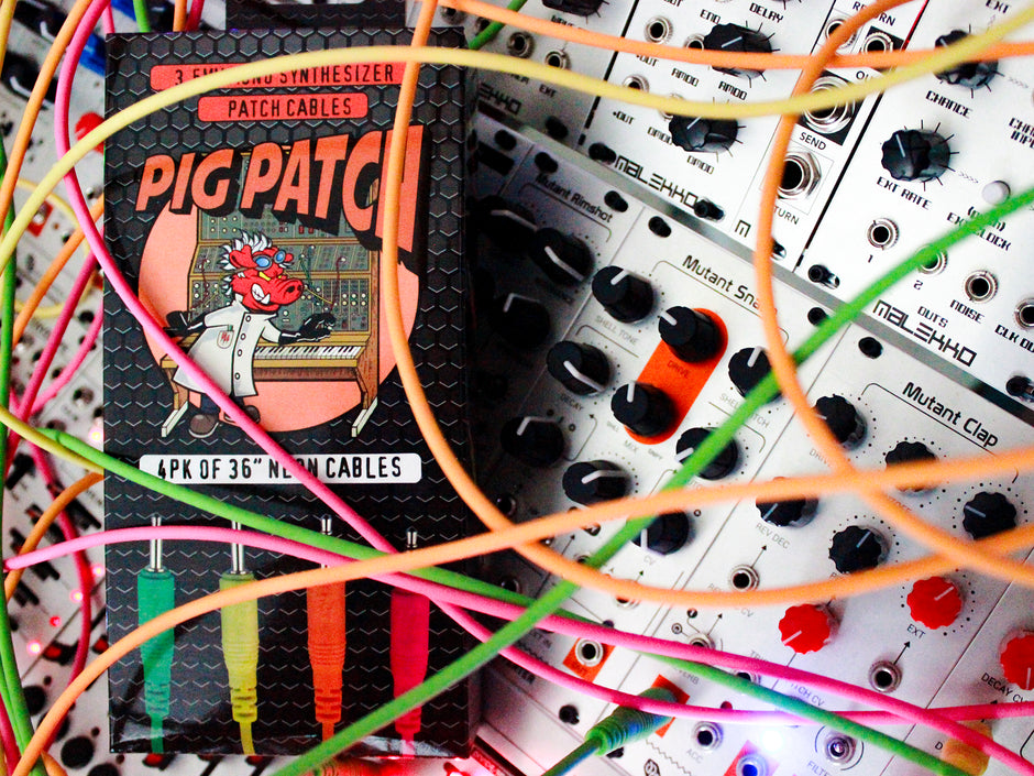 4 pk 24" mono patch cables (Neon orange, neon green, neon yellow, neon pink)