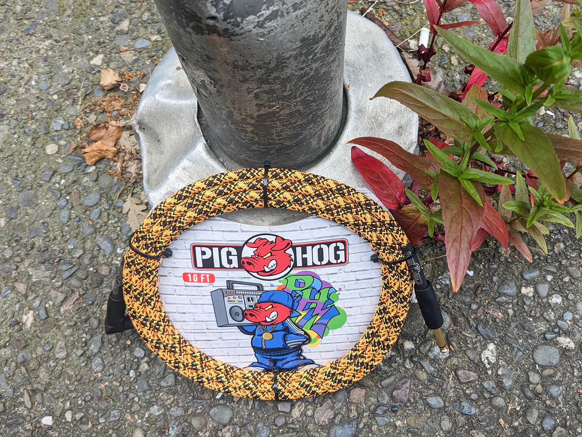 Pig Hog "Orange Graffiti" Instrument Cable, 10ft Right Angle