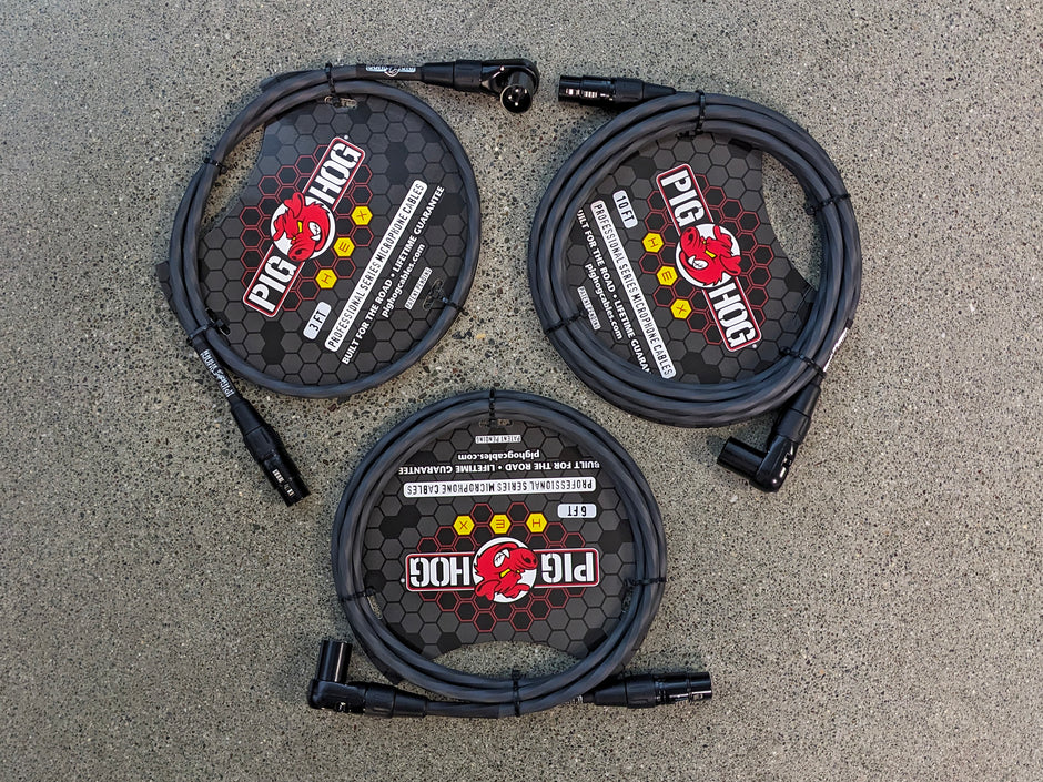 Pig Hog Hex Series Right Angle Mic Cable, 6ft - Grey