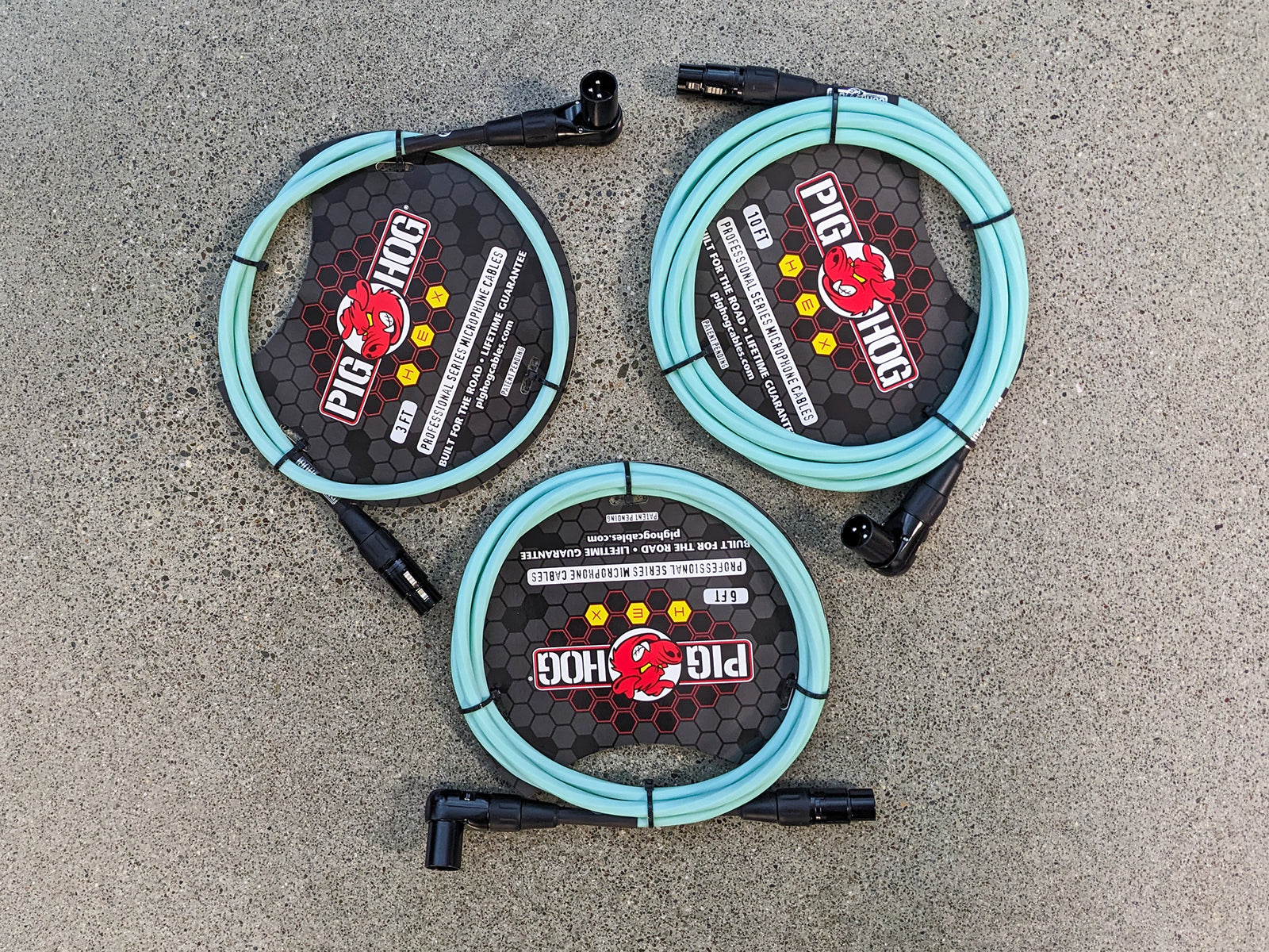 Pig Hog Hex Series Right Angle Mic Cable, 3ft - Seafoam Green