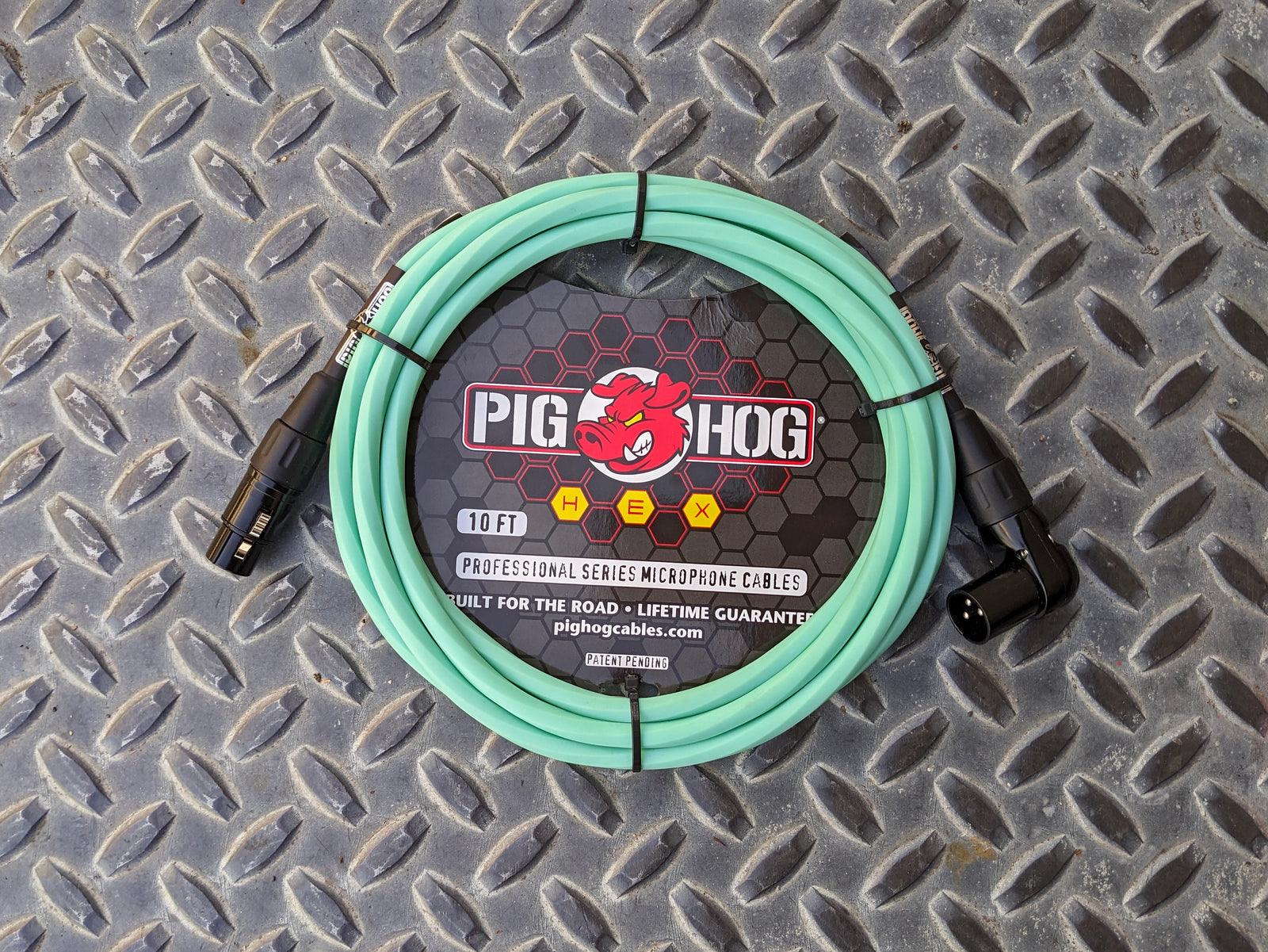 Pig Hog Hex Series Right Angle Mic Cable, 10ft - Seafoam Green