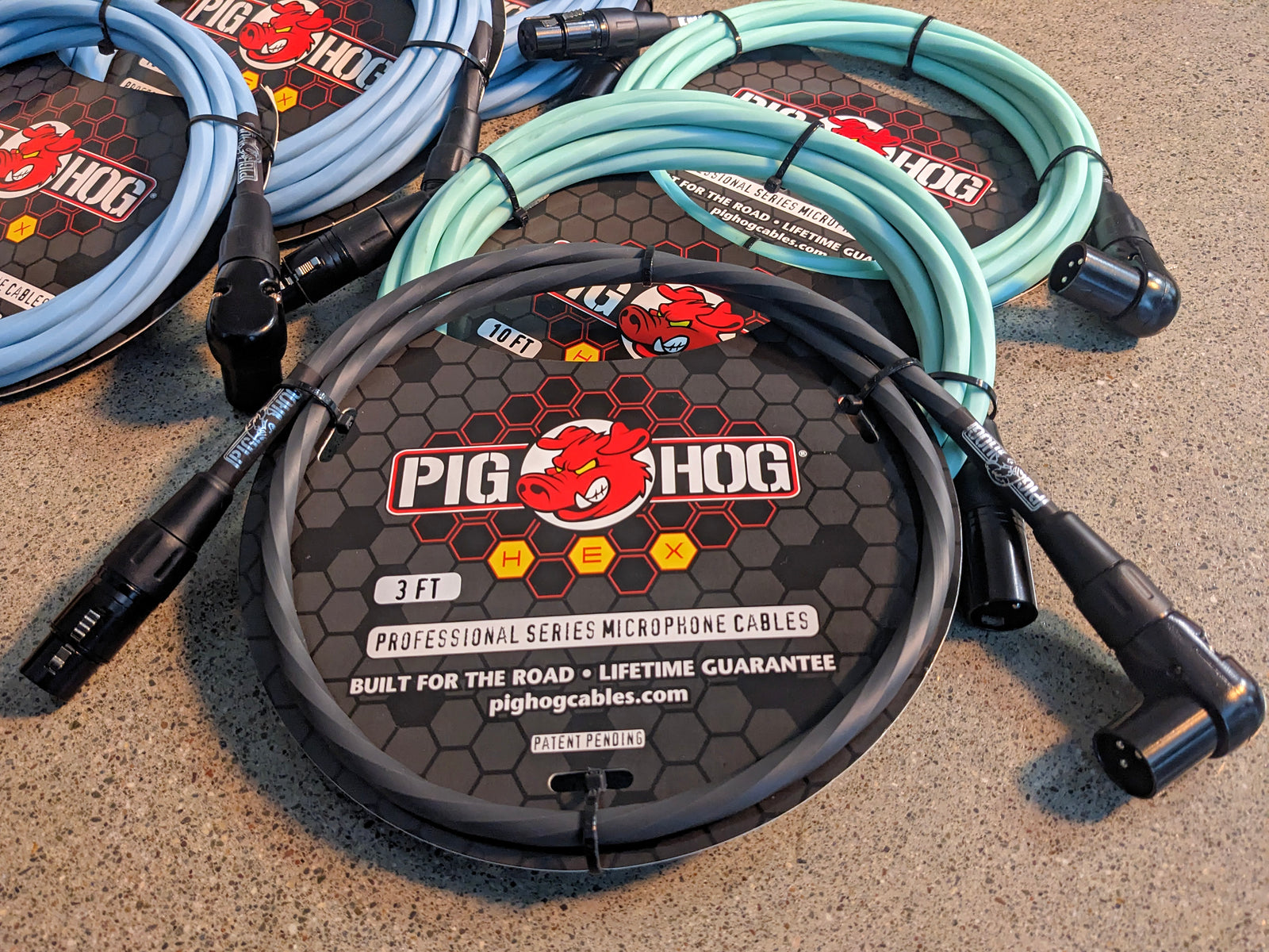 Pig Hog Hex Series Right Angle Mic Cable, 3ft - Grey