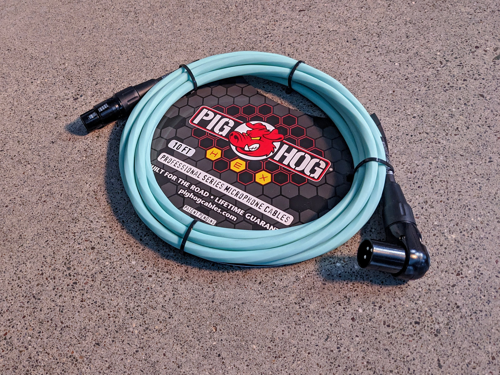 Pig Hog Hex Series Right Angle Mic Cable, 10ft - Seafoam Green