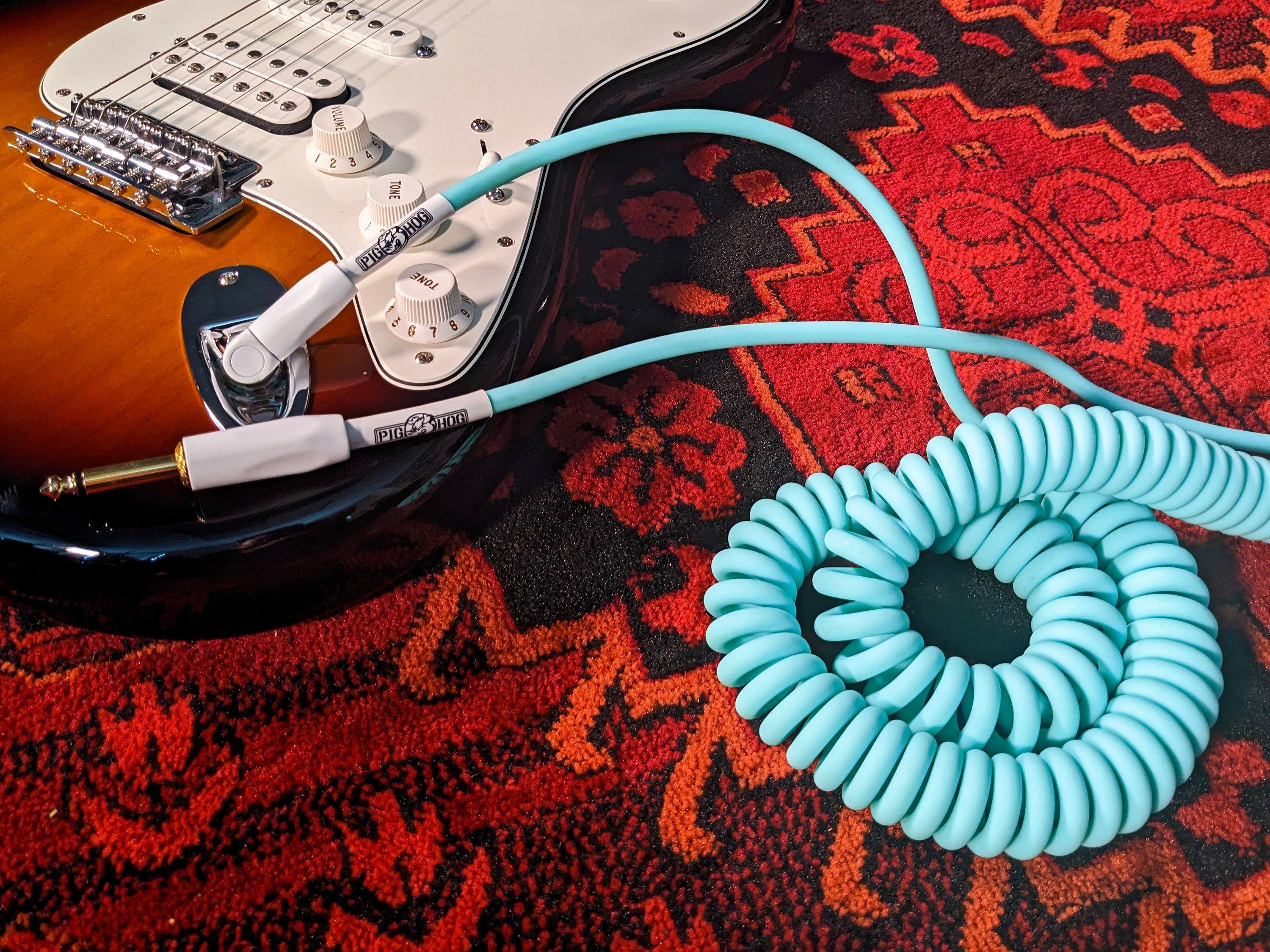 Pig Hog "Half Coil" Instrument Cable, 30 ft, Seafoam Green