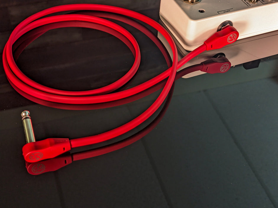 Pig Hog Lil Pigs 2ft Low Profile Patch Cables - 2 pack, Candy Apple Red
