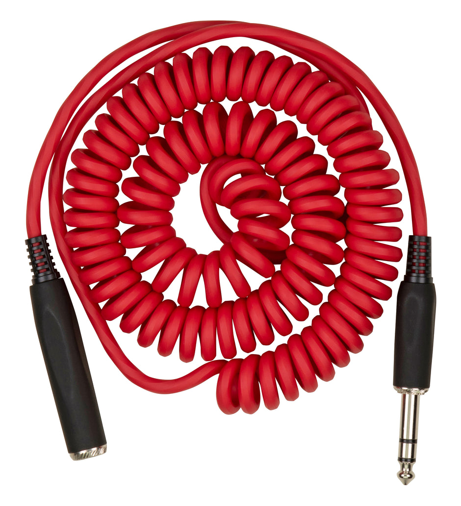 Hex Coiled Headphone Extension Cable, 1/4" - 15ft - Candy Apple Red