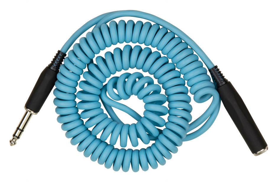 Hex Coiled Headphone Extension Cable, 1/4" - 15ft - Daphne Blue