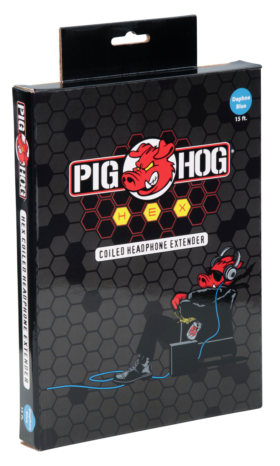 Hex Coiled Headphone Extension Cable, 1/4" - 15ft - Daphne Blue