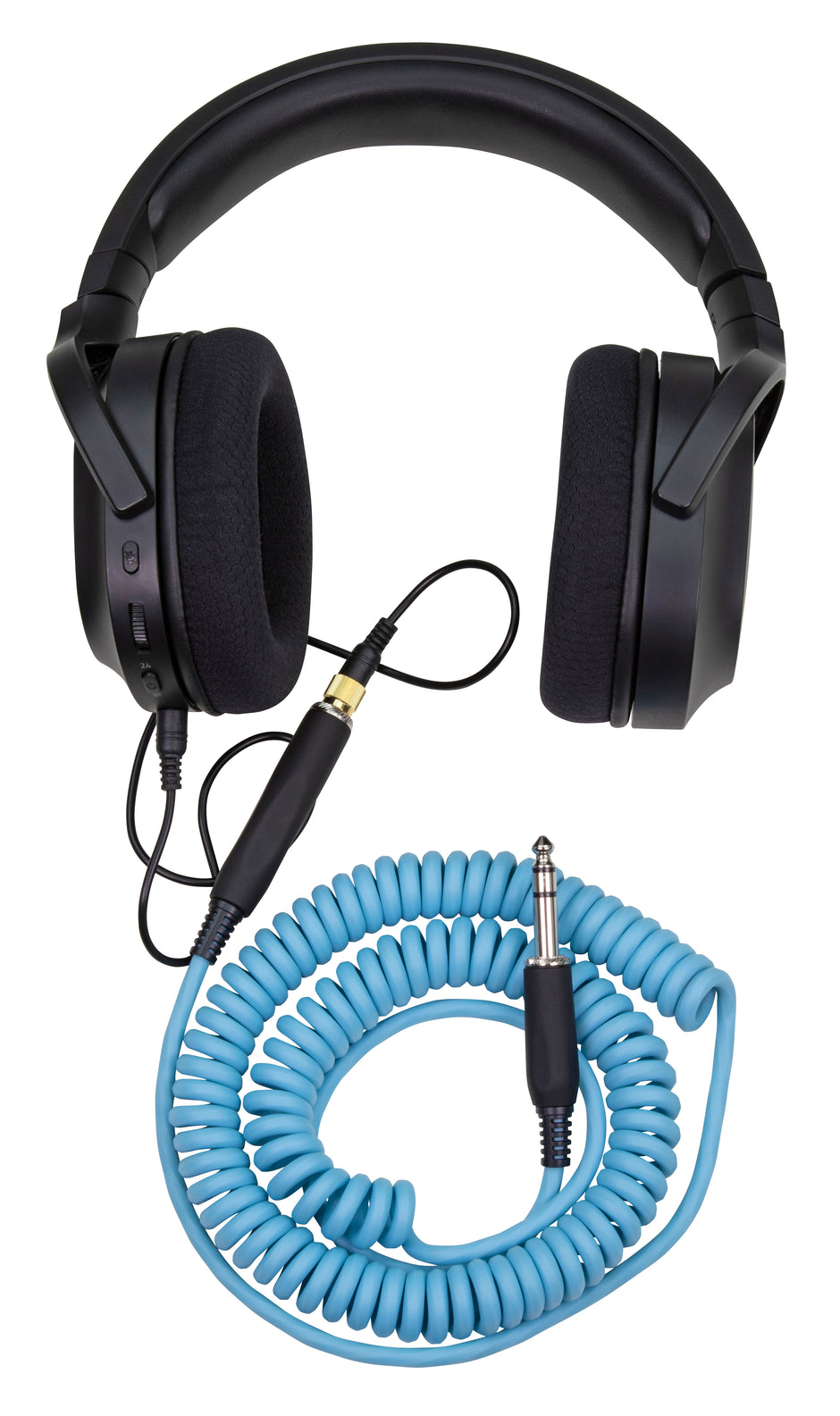 Hex Coiled Headphone Extension Cable, 1/4" - 15ft - Daphne Blue