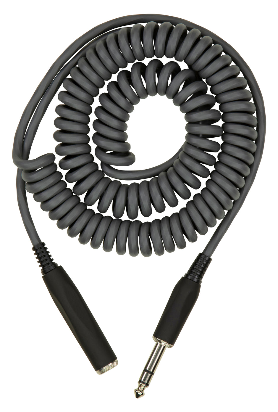 Hex Coiled Headphone Extension Cable, 1/4" - 15ft - Charcoal Grey