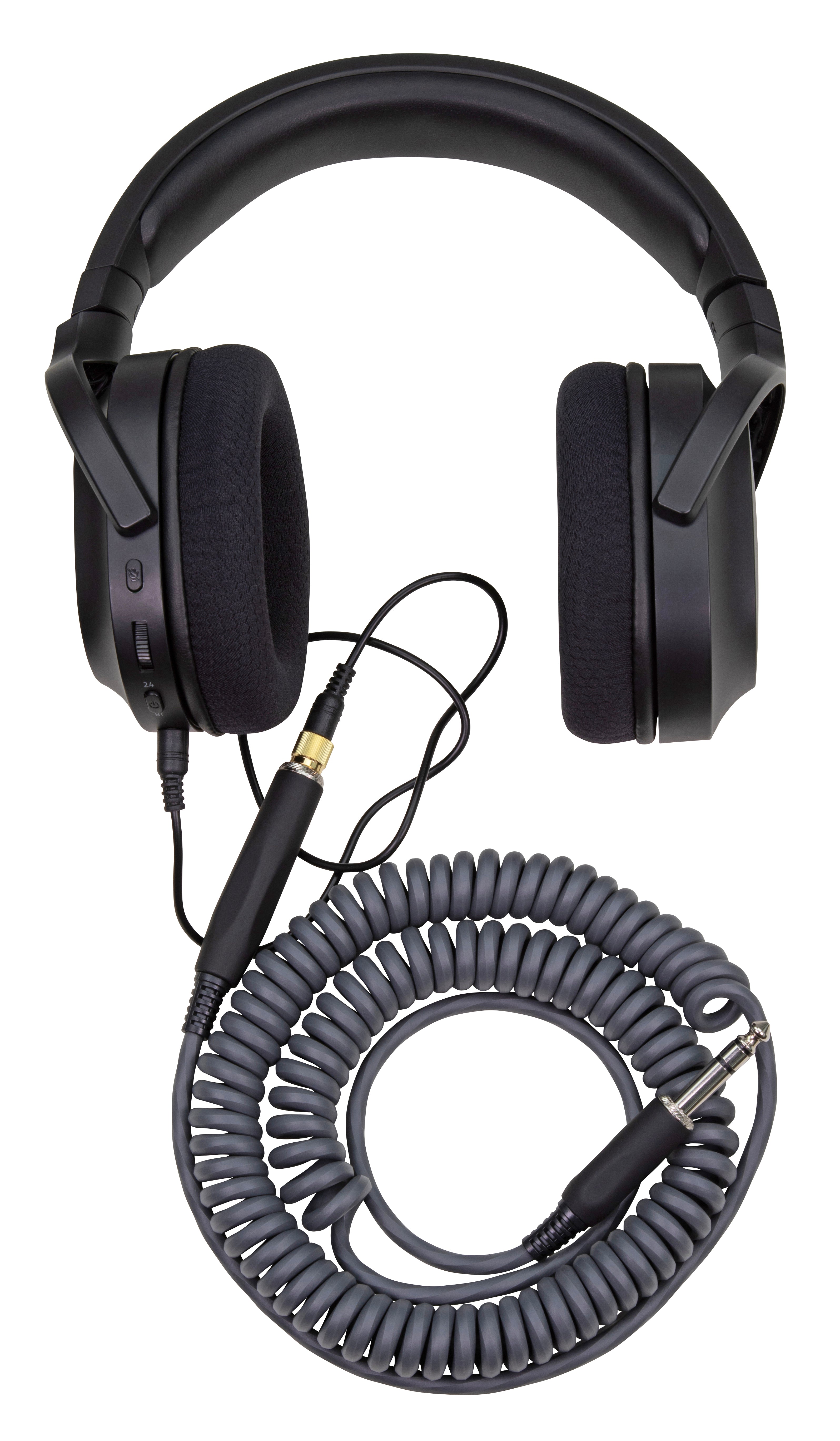 Hex Coiled Headphone Extension Cable, 1/4" - 15ft - Charcoal Grey