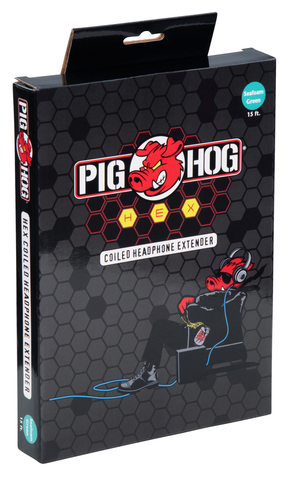 Hex Coiled Headphone Extension Cable, 1/4" - 15ft - Seafoam Green