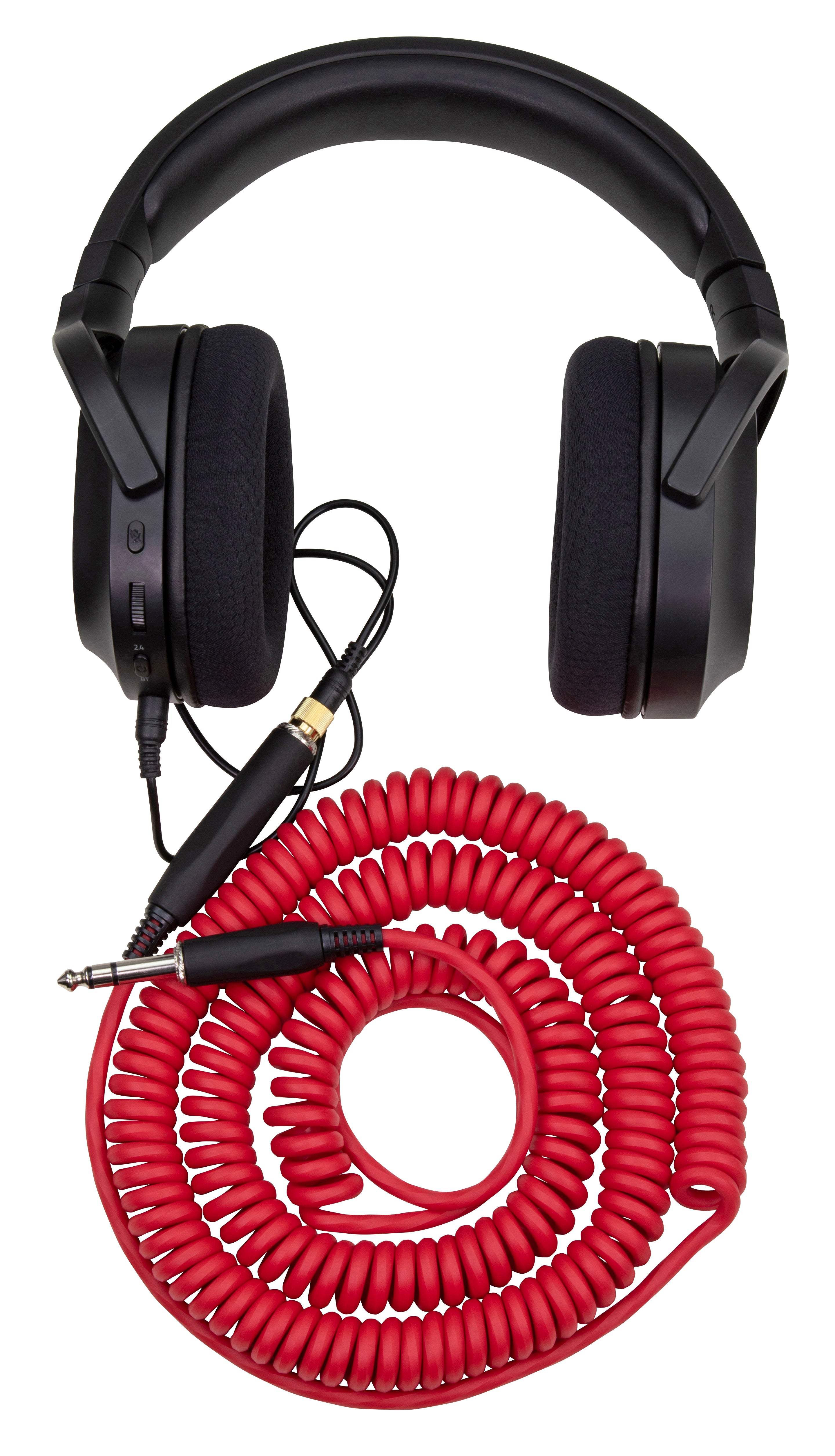 Hex Coiled Headphone Extension Cable, 1/4" - 25ft - Candy Apple Red