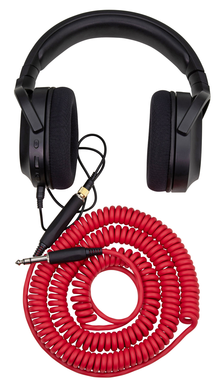 Hex Coiled Headphone Extension Cable, 1/4" - 25ft - Candy Apple Red