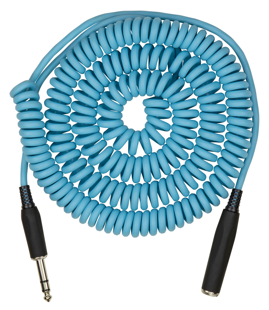 Hex Coiled Headphone Extension Cable, 1/4" - 25ft - Daphne Blue
