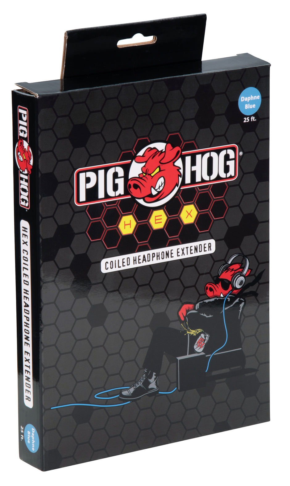 Hex Coiled Headphone Extension Cable, 1/4" - 25ft - Daphne Blue