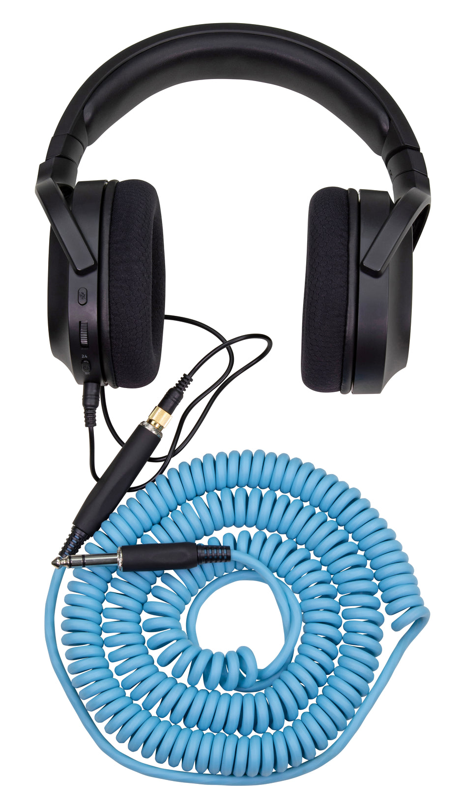 Hex Coiled Headphone Extension Cable, 1/4" - 25ft - Daphne Blue