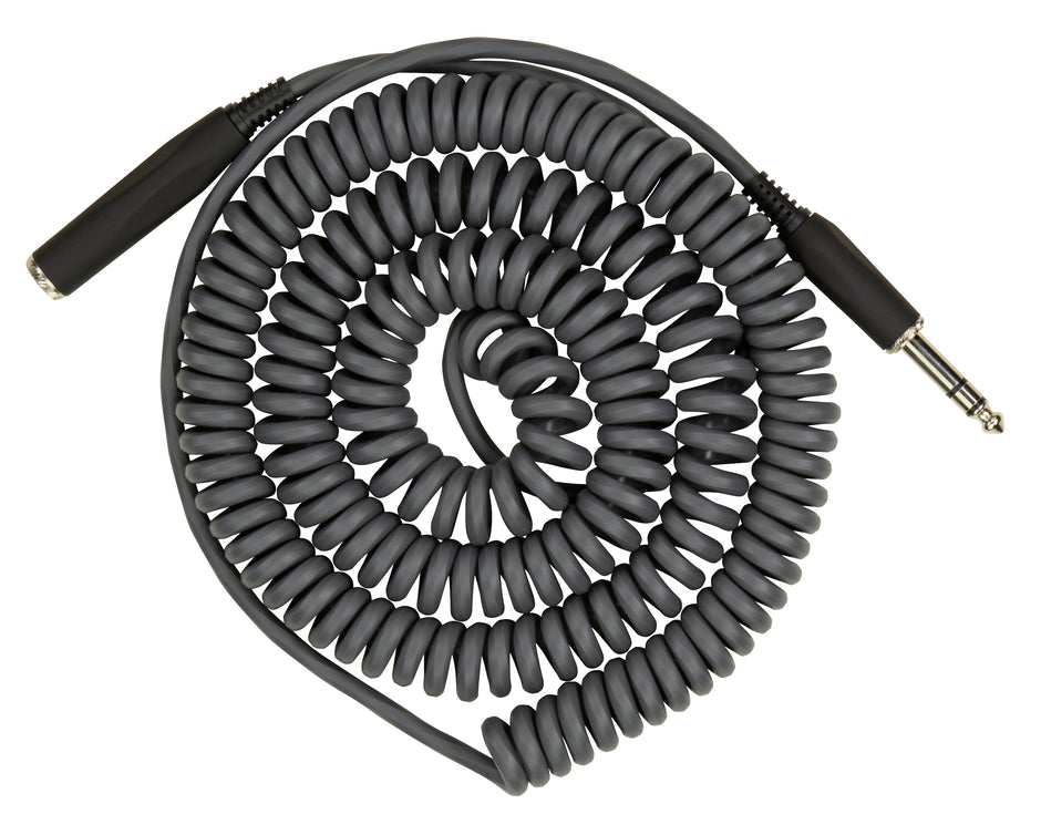 Hex Coiled Headphone Extension Cable, 1/4" - 25ft - Charcoal Grey