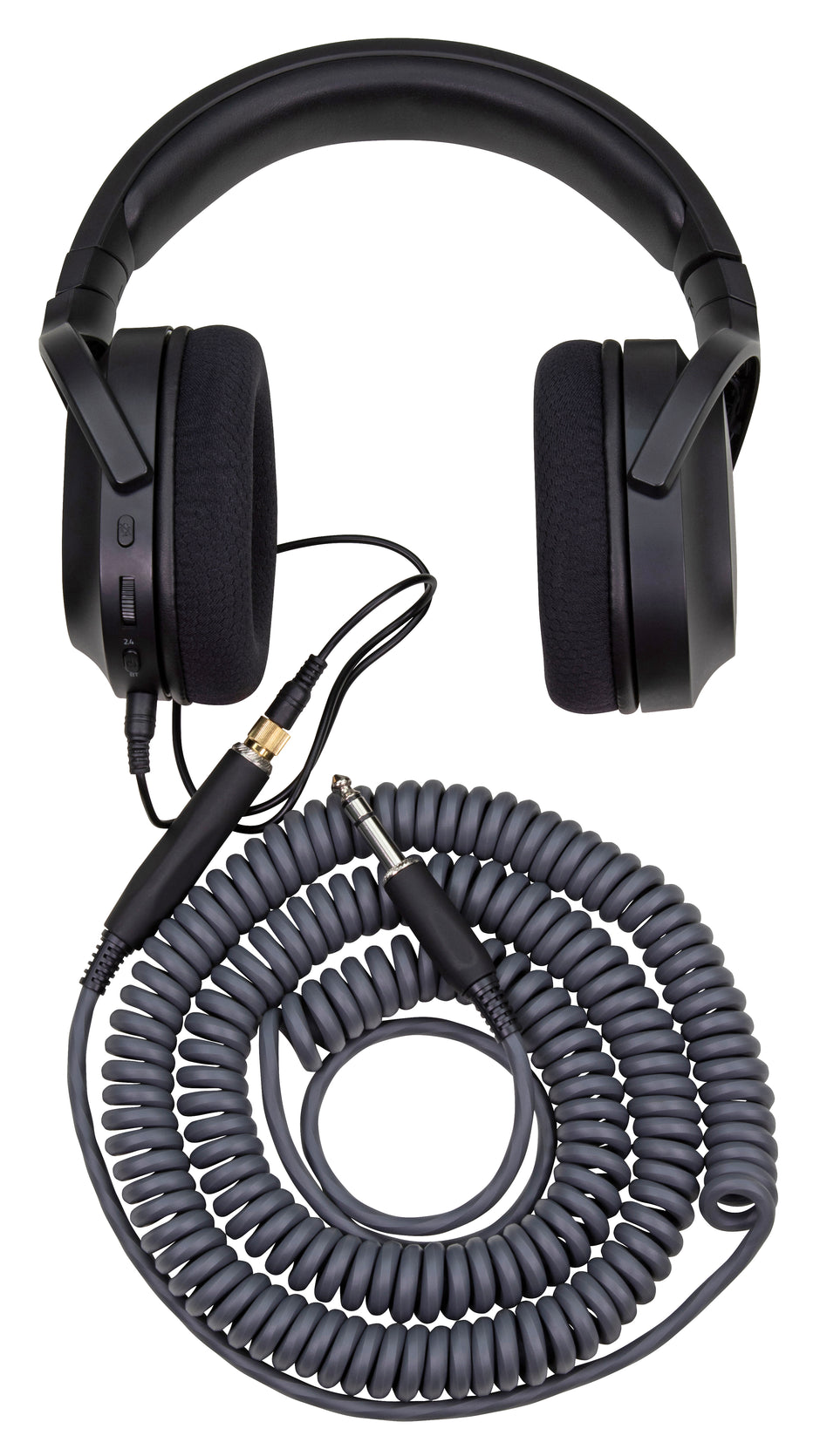 Hex Coiled Headphone Extension Cable, 1/4" - 25ft - Charcoal Grey