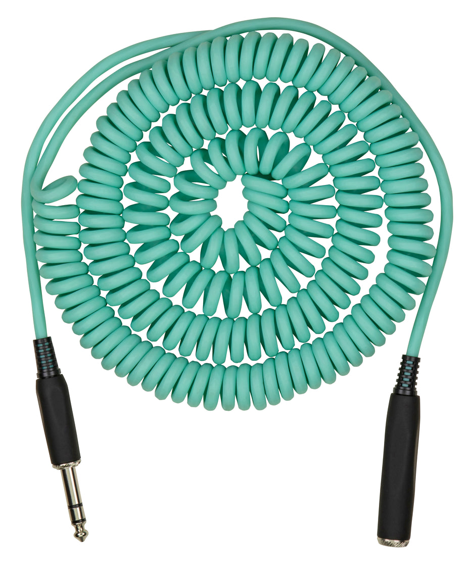 Hex Coiled Headphone Extension Cable, 1/4" - 25ft - Seafoam Green