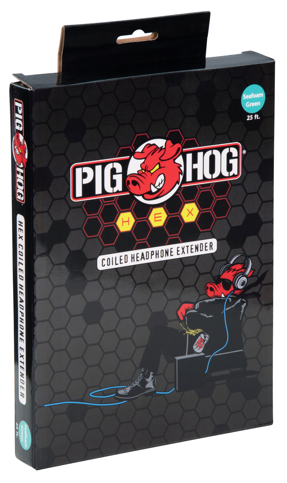 Hex Coiled Headphone Extension Cable, 1/4" - 25ft - Seafoam Green