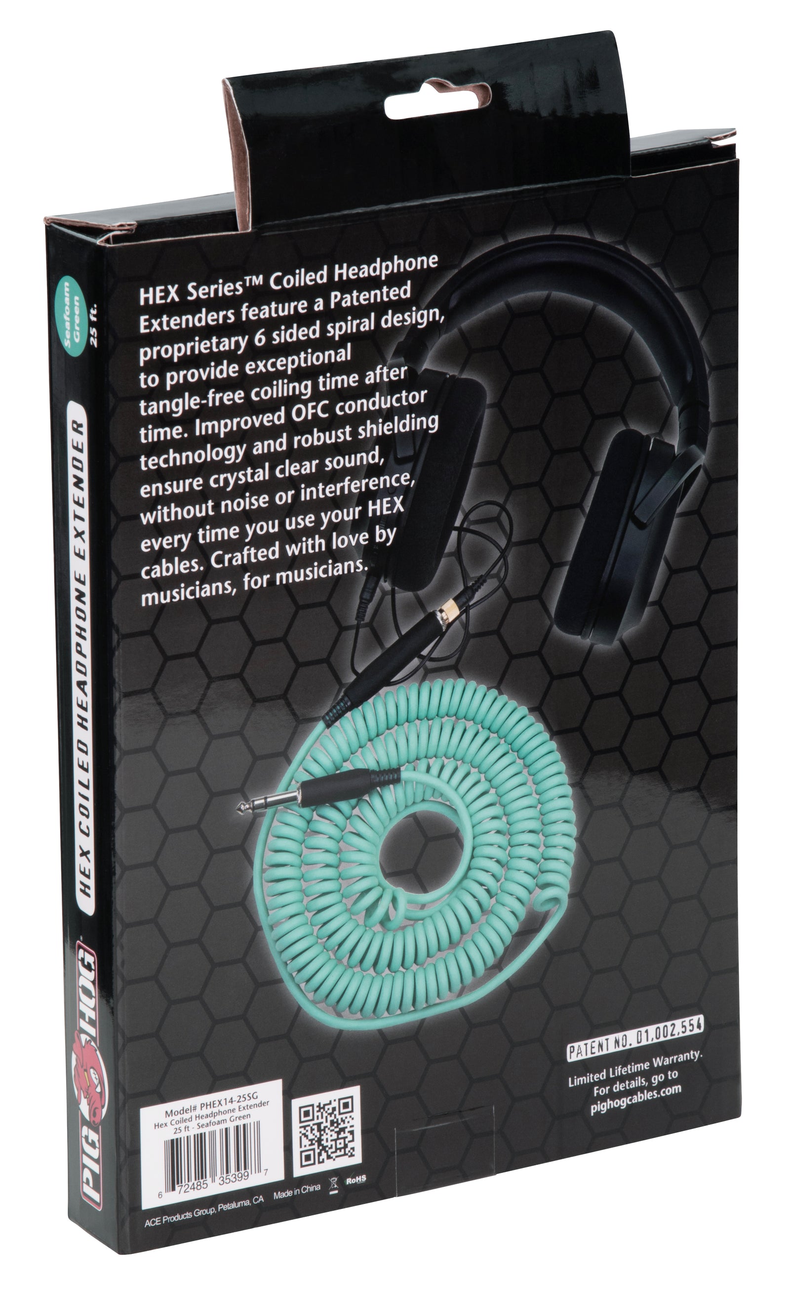 Hex Coiled Headphone Extension Cable, 1/4