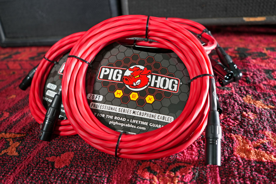 Pig Hog Hex Series Mic Cable, 50ft - Candy Apple Red