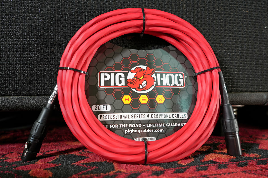 Pig Hog Hex Series Mic Cable, 50ft - Candy Apple Red