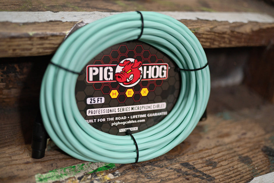Pig Hog Hex Series Mic Cable, 25ft - Seafoam Green