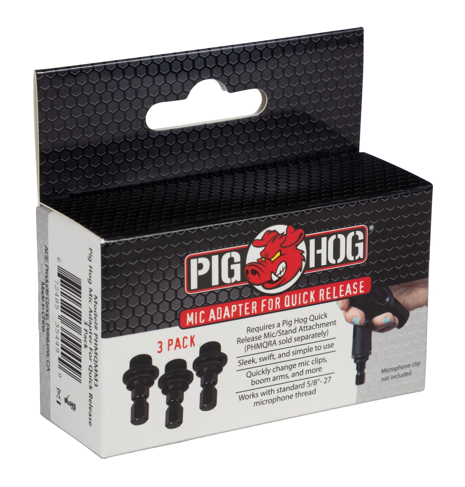 Pig Hog Mic Adapter For Quick Release 3pk (mic section only, does not include stand adapter)
