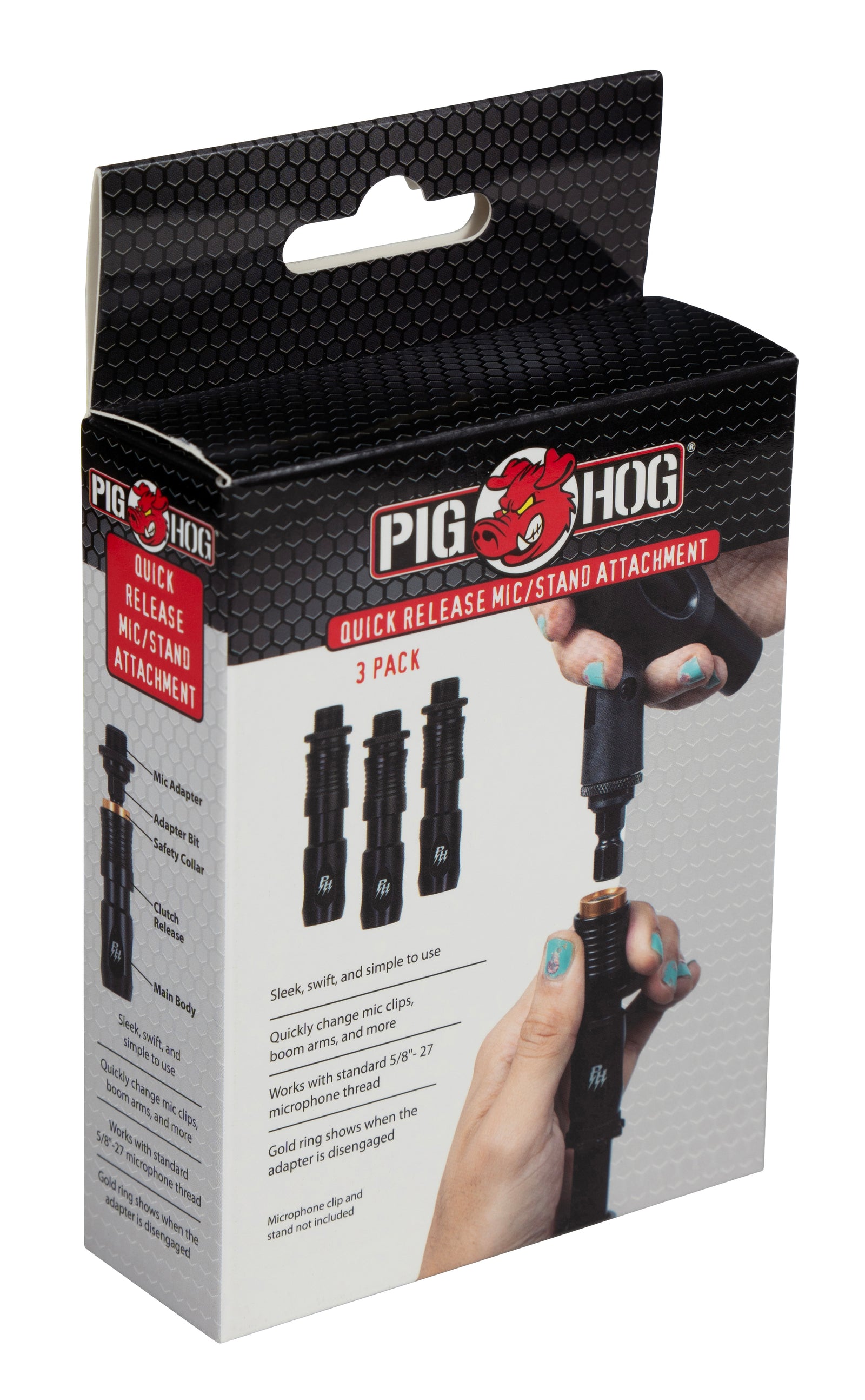 Pig Hog Quick Release Mic/Stand Attachment 3pk