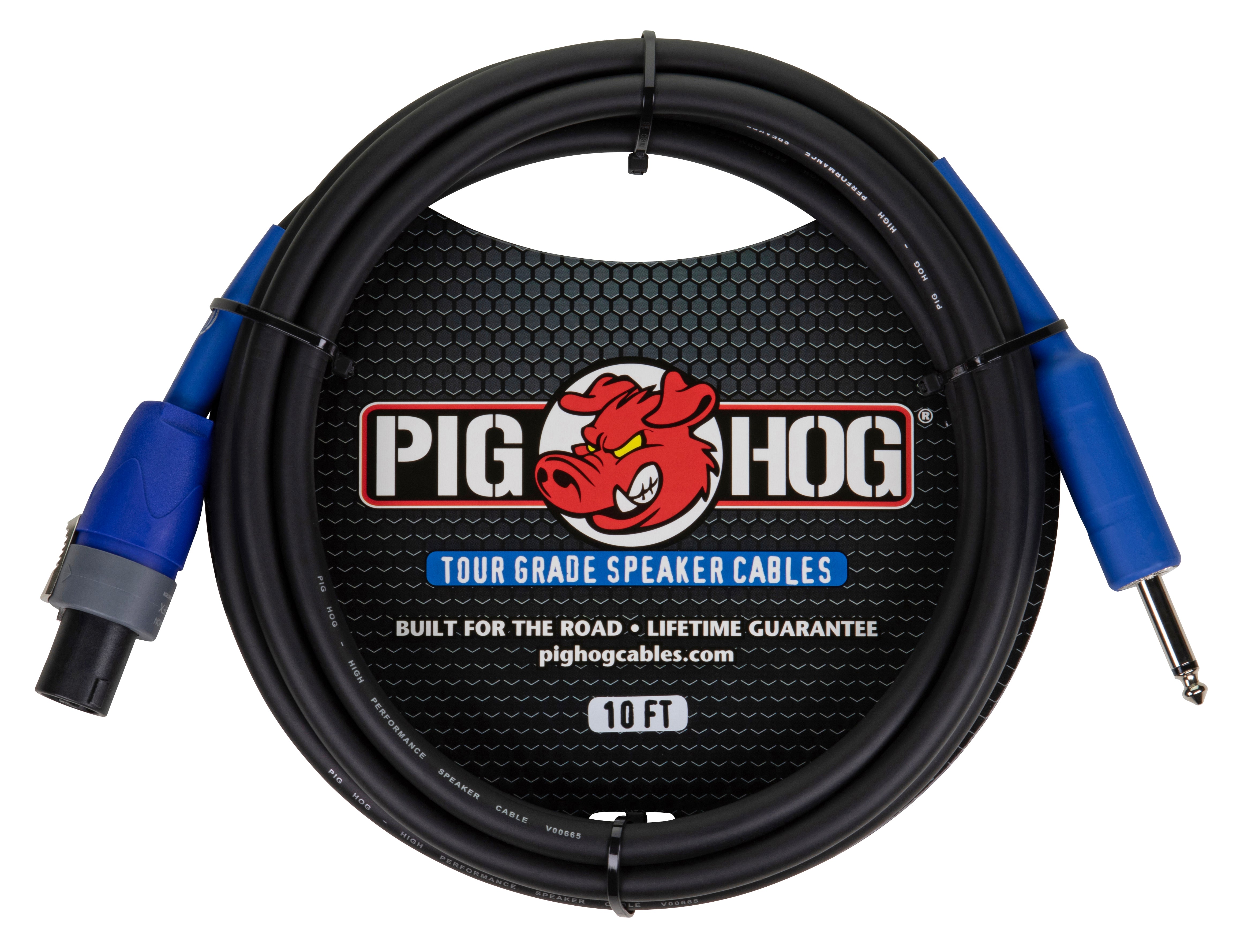 Pig Hog 10ft Speaker Cable, Speakon to 1/4”