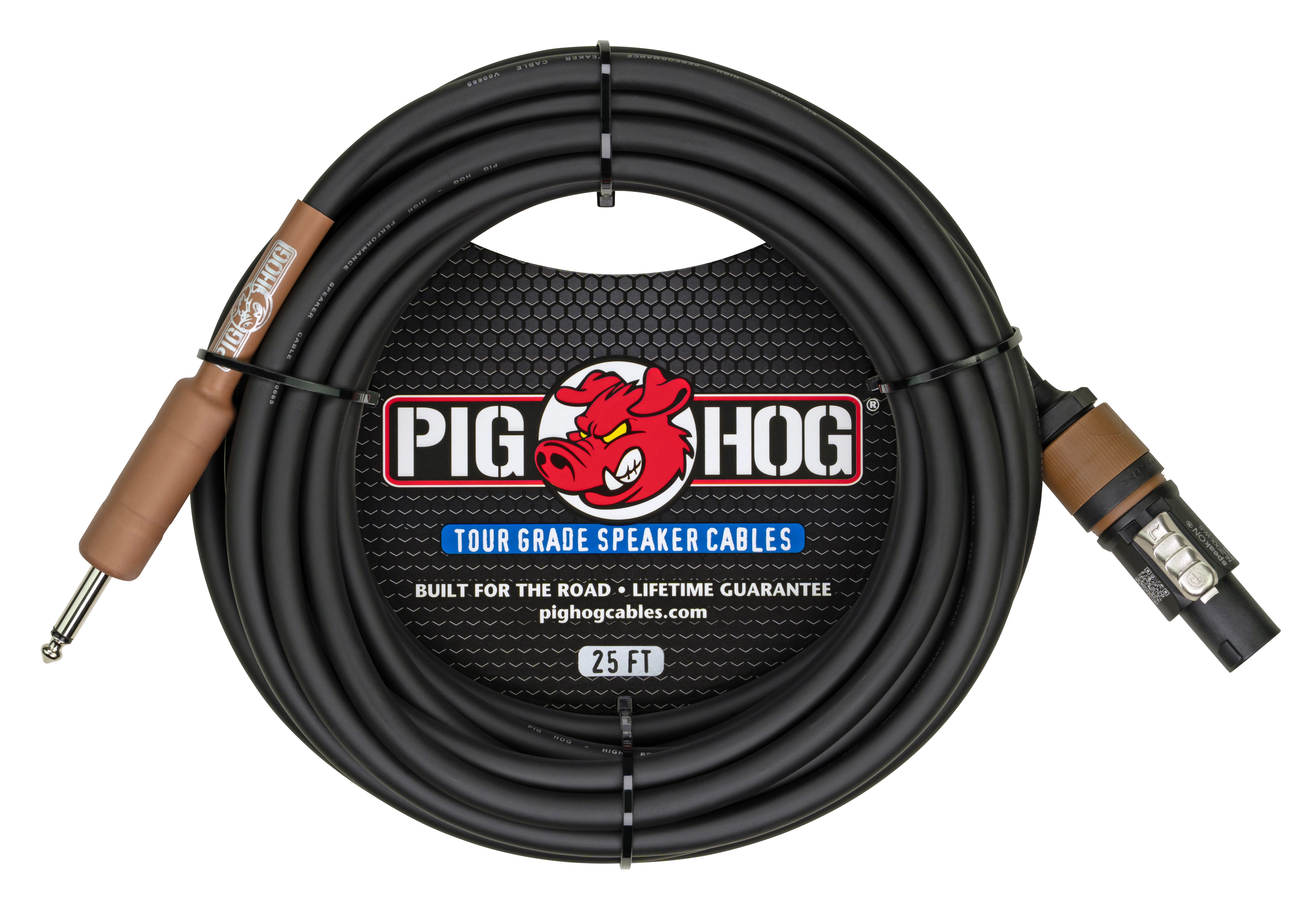 Pig Hog 25ft Speaker Cable, Speakon to 1/4"