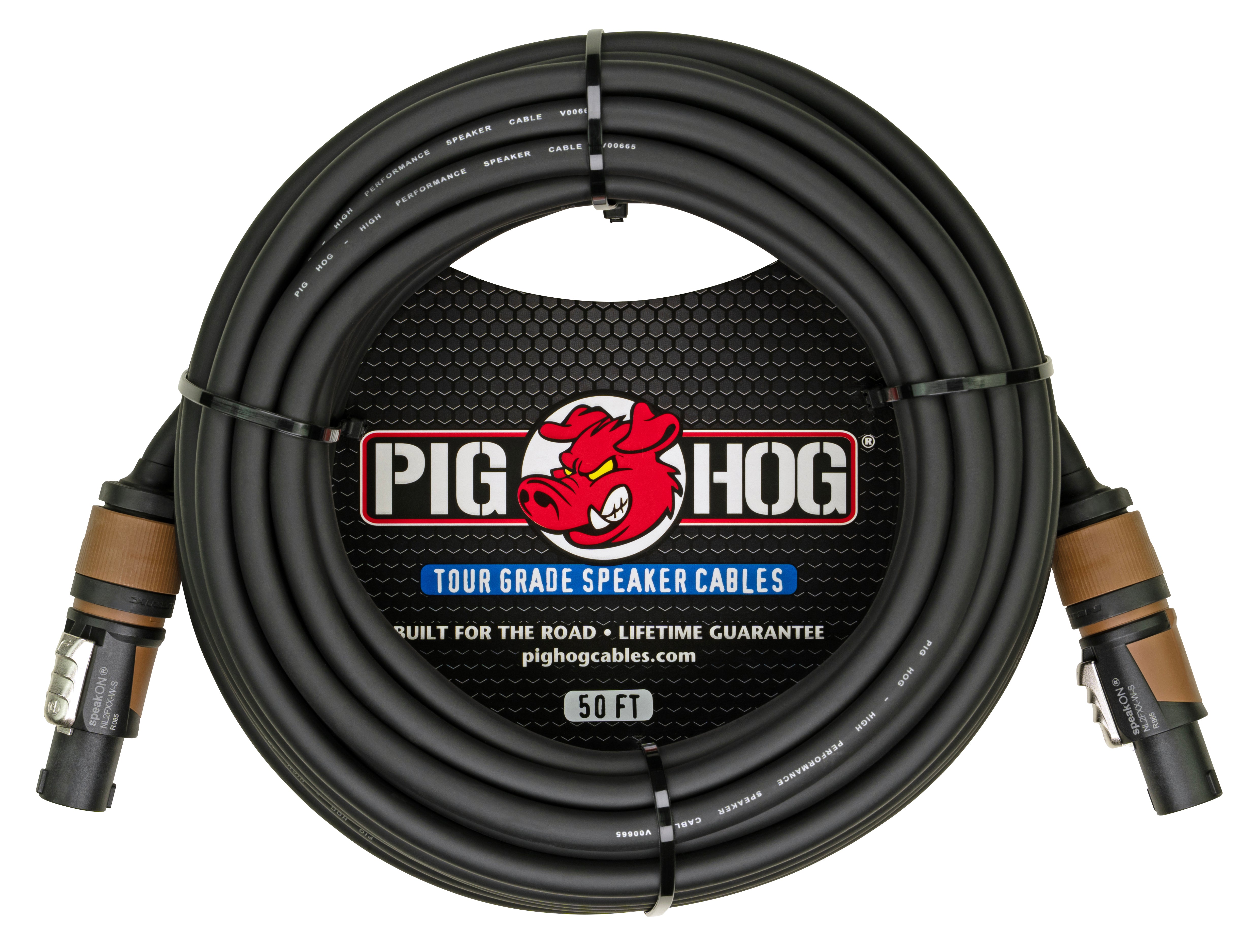 Pig Hog 50ft Speaker Cable, Speakon to Speakon