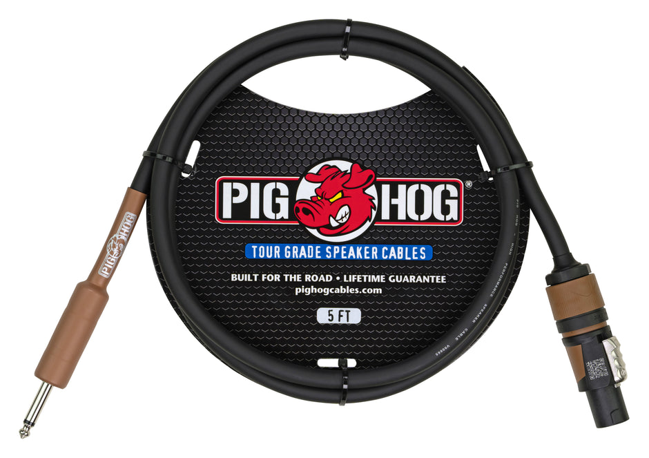 Pig Hog 5ft Speaker Cable, Speakon to 1/4"