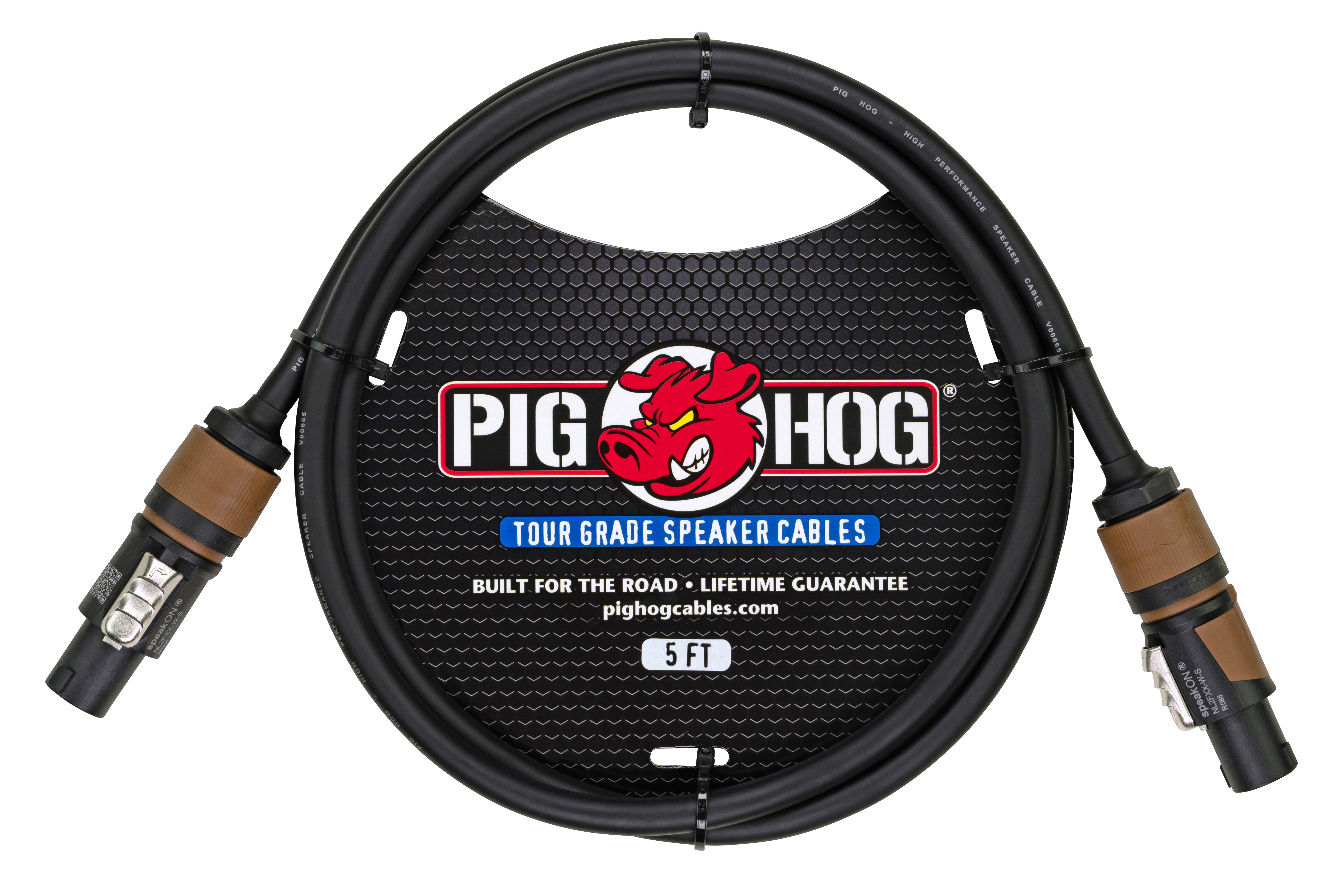 Pig Hog Speaker Cable, 5ft (14 gauge wire), Speakon to Speakon