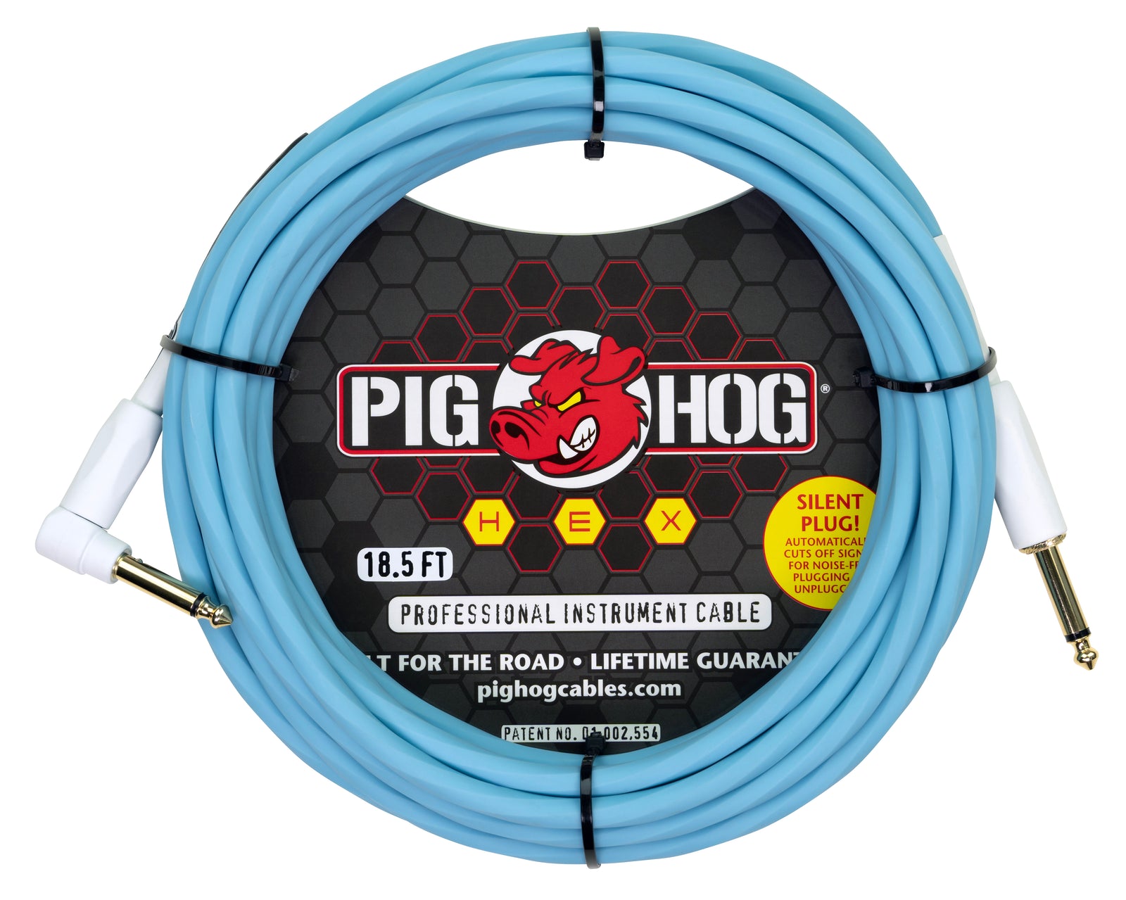 Hex Series Silent Cable 18.6 ft Daphne Blue, Right Angle