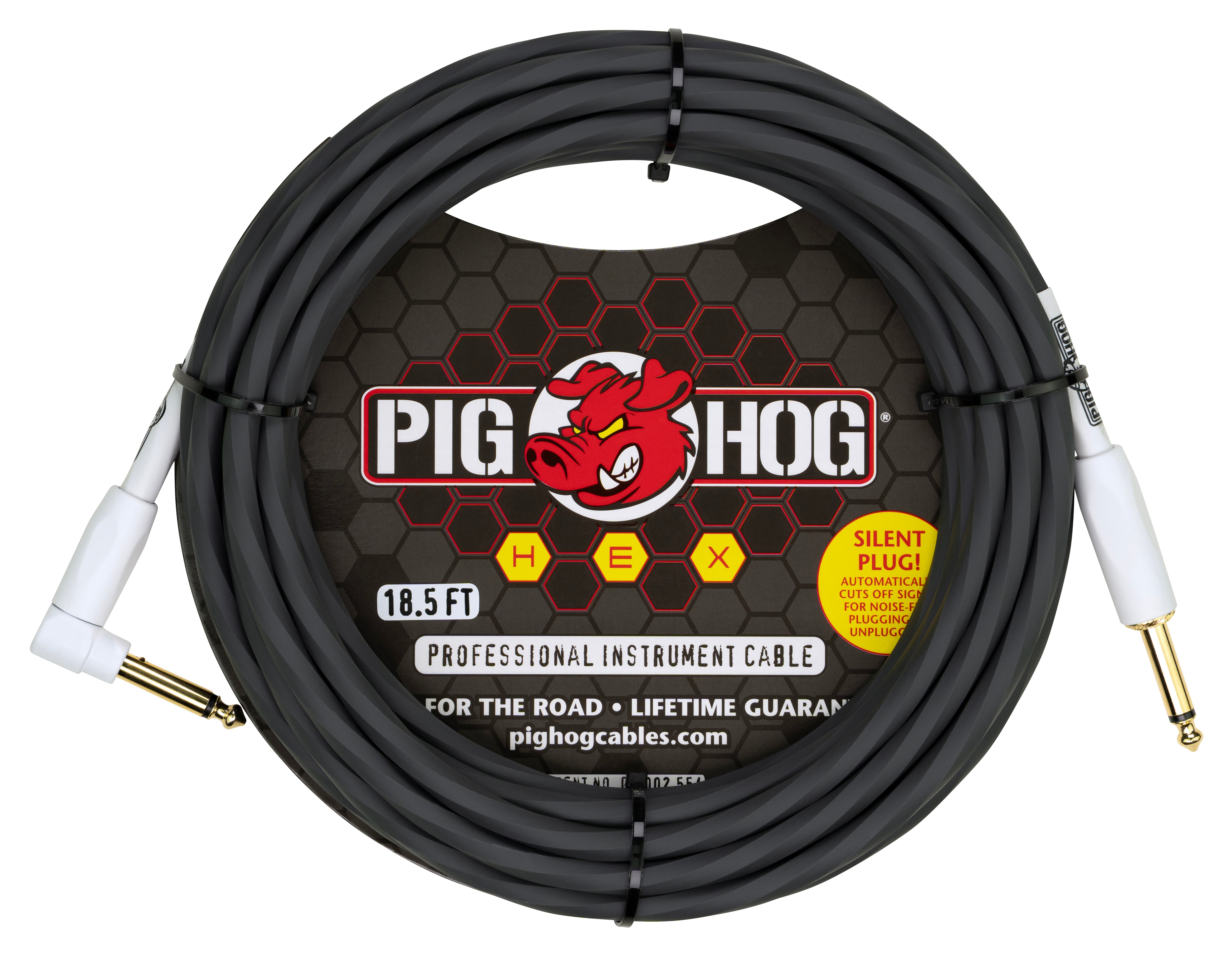 Hex Series Silent Cable 18.6 ft Grey, Right Angle