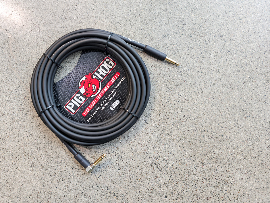 Pig Hog 25ft 1/4" - 1/4" Right Angle 8mm Inst. Cable