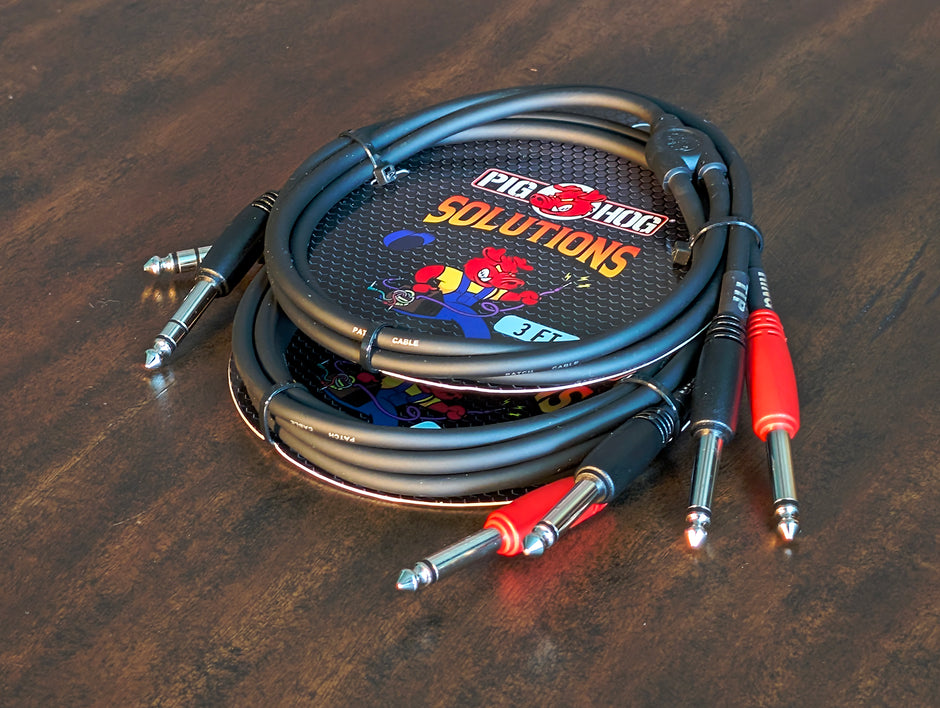 Pig Hog Solutions - 10ft TRS(M)-Dual 1/4" Insert Cable