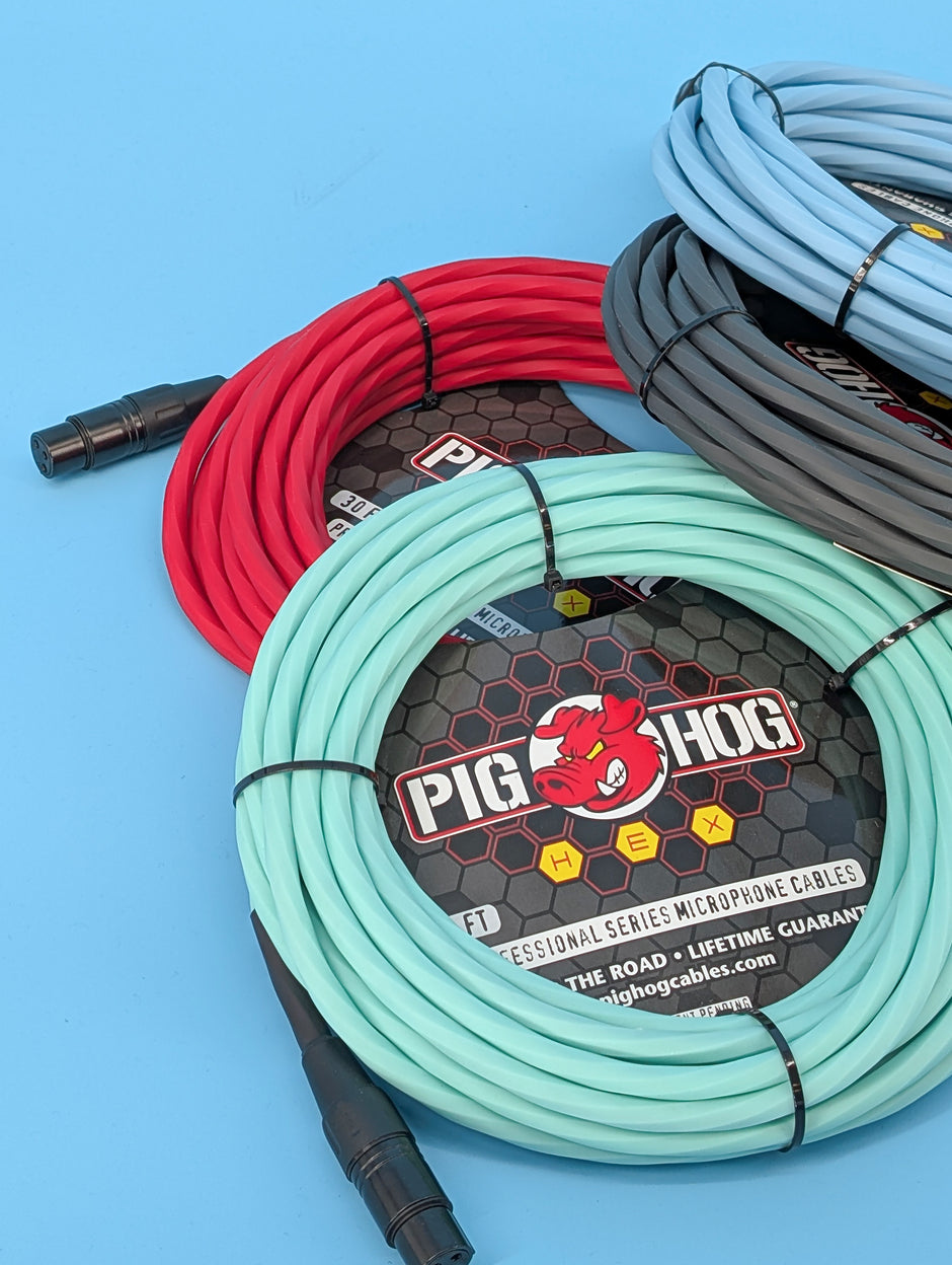 Pig Hog Hex Series Mic Cable, 30ft - Seafoam Green