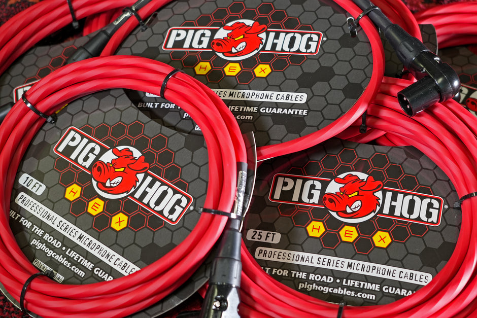 Pig Hog Hex Series Mic Cable, 10ft - Candy Apple Red