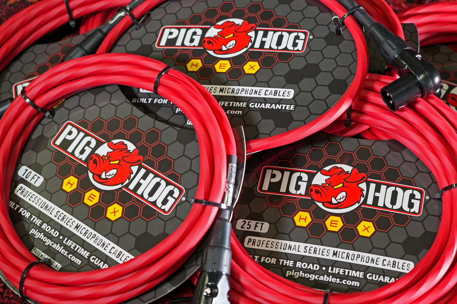 Pig Hog Hex Series Mic Cable, 15ft - Candy Apple Red