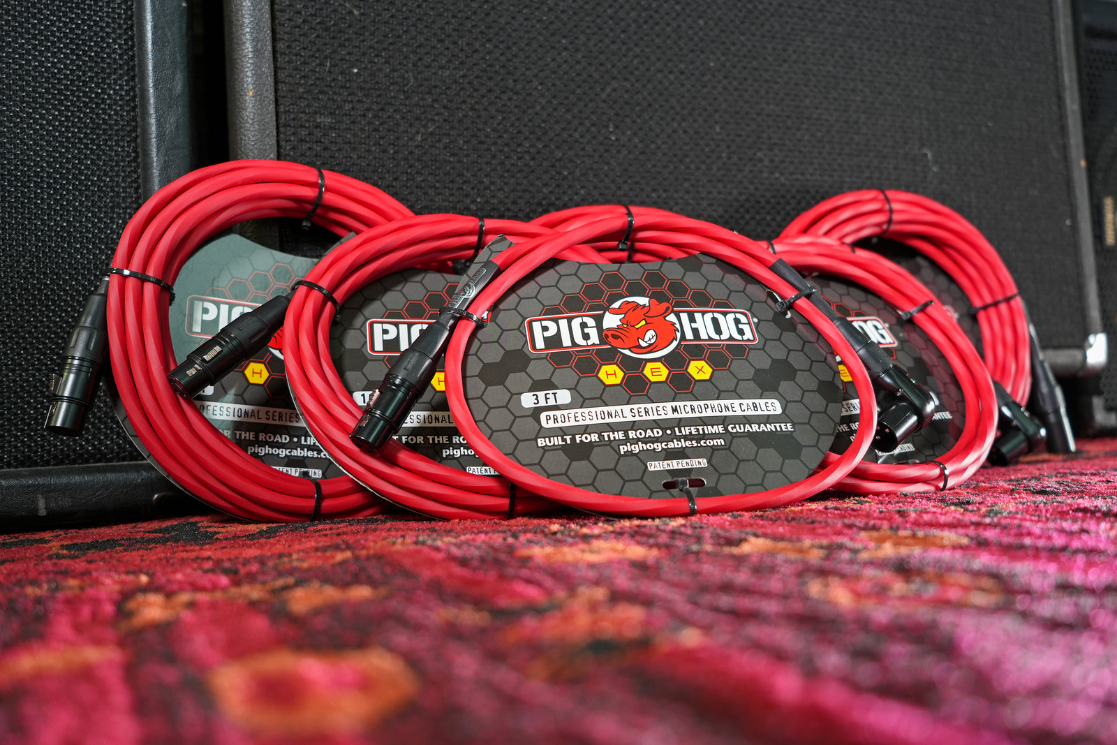 Pig Hog Hex Series Mic Cable, 20ft - Candy Apple Red