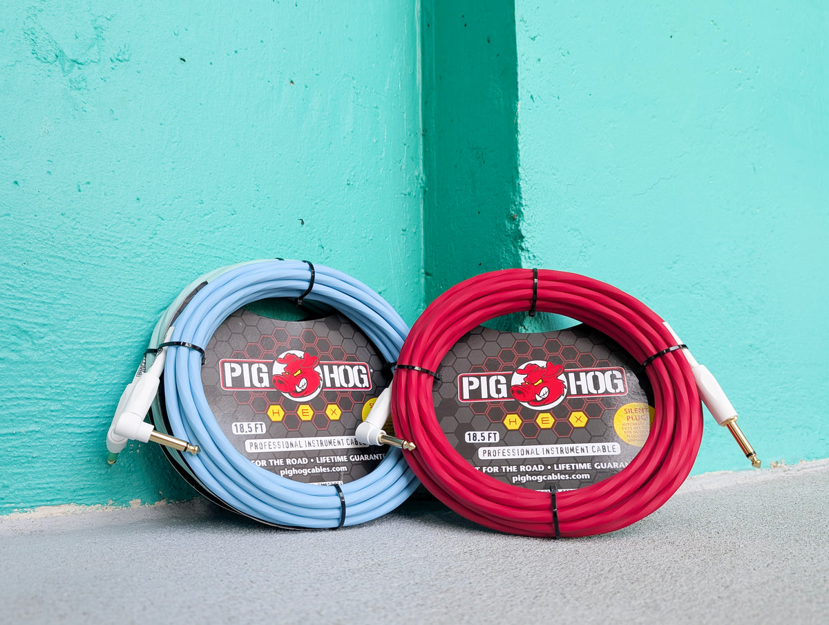 Hex Series Silent Cable 18.6 ft Daphne Blue, Right Angle