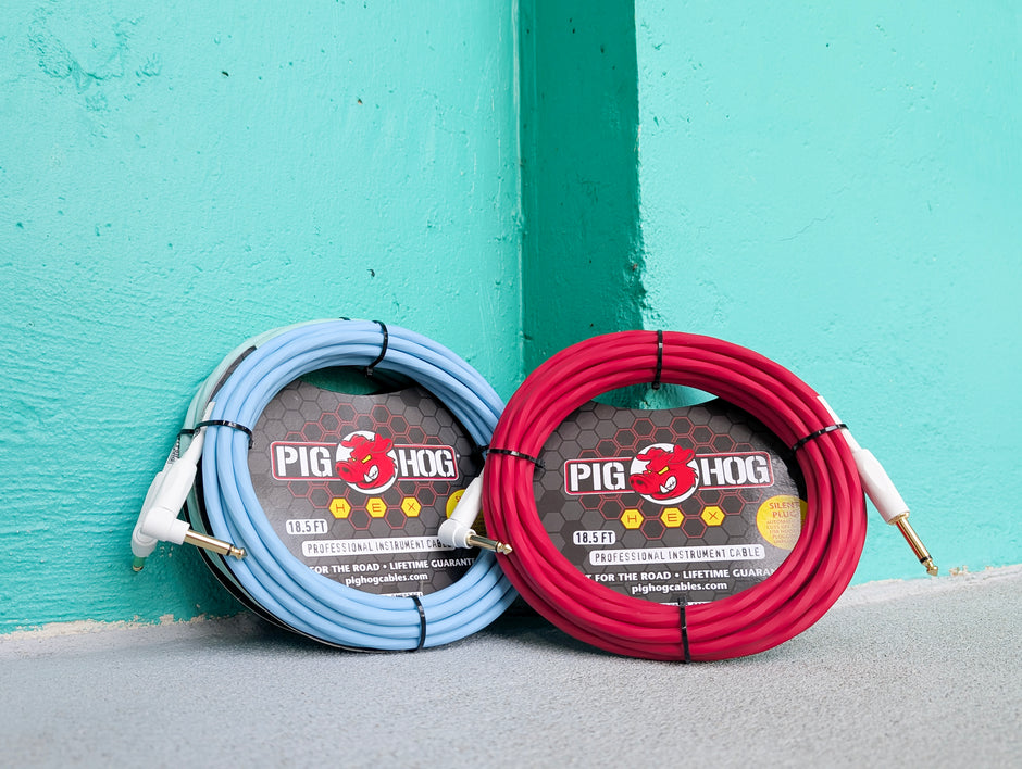 Hex Series Silent Cable 18.6 ft Daphne Blue, Right Angle